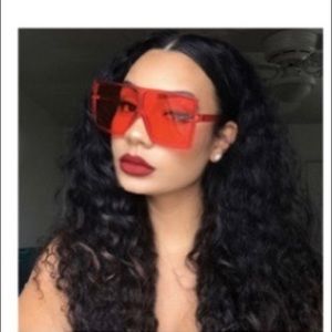 Red oversized sunglasses